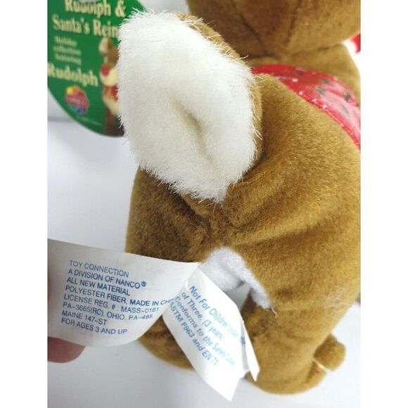 VTG NanCo Rudolph & Santas Reindeer Plush Toy 7.5" 2001 Collectible Christmas - Picture 4 of 6